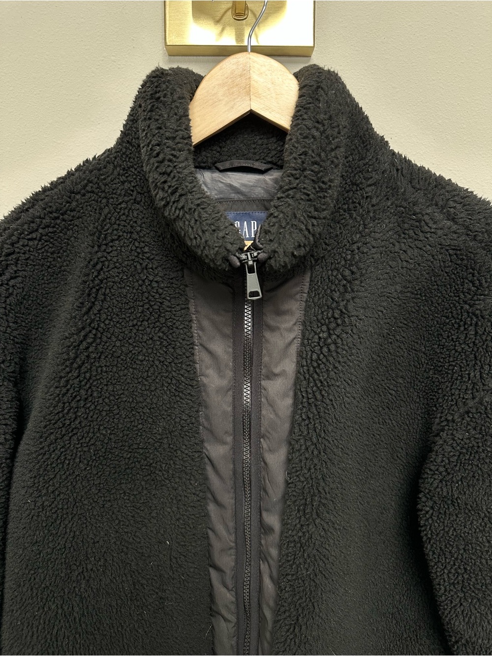 GAP Black Sherpa Zip-Up Jacket
